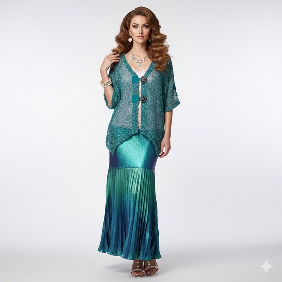 Mirror Image Sweaters - Elegant Teal Women's Sweater